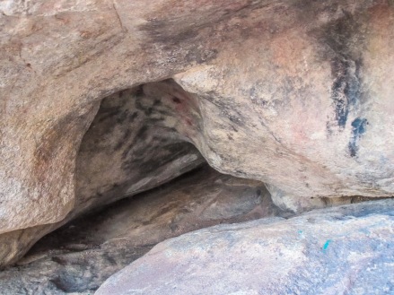 Cleft in the rock on top of Mount Sinai, Moses rock, Jebel Musa, imprint of Moses' back in cleft of rock.